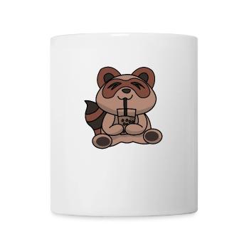 Bubble Tea Drinking Raccoon Anime Kawaii - Mug - white - Front