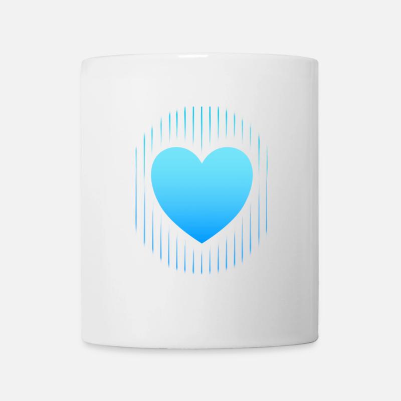blaues Herz blaue Linien - Tasse - Weiß