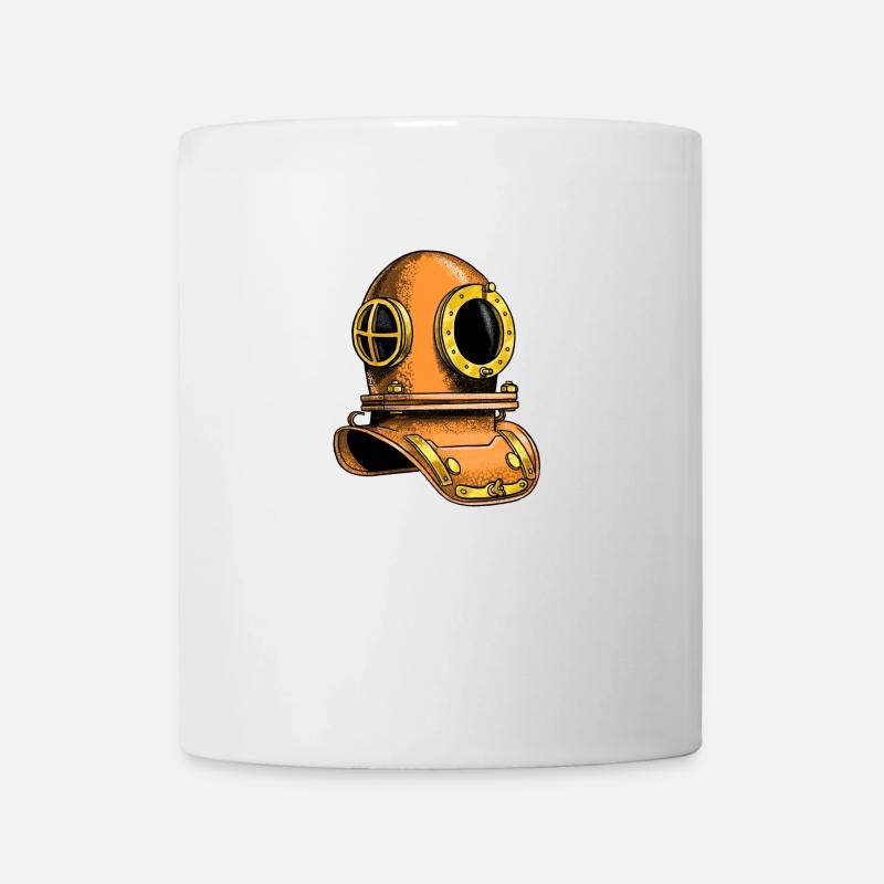 Casque de plongée au design rétro. - Mug blanc - blanc