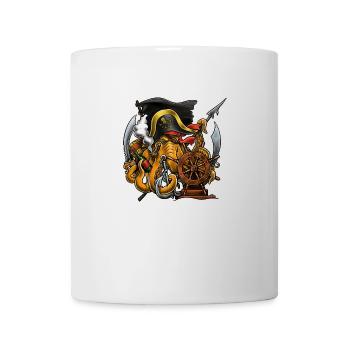Drôle de pirate pieuvre au volant du navire. - Mug blanc - blanc - Devant