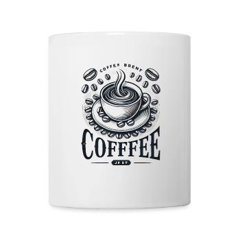 Kaffeetasse mit Kaffeebohnen und Schriftzug - Tasse - Weiß - Vorne