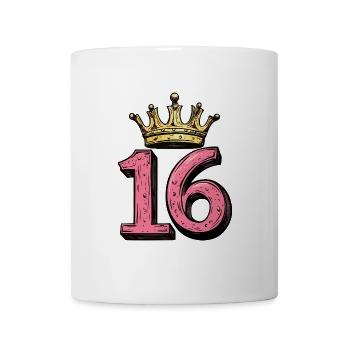 16 Zahl Krone - Tasse - Weiß - Vorne