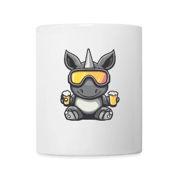 Rhino Après-ski Bière Bande dessinée - Mug blanc - blanc - Devant