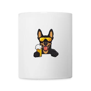 Dobermann Hund Apres Ski Bier Comic - Tasse - Weiß - Vorne