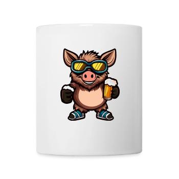 Schwein Apres Ski Bier Comic Wildschwein - Tasse - Weiß - Vorne