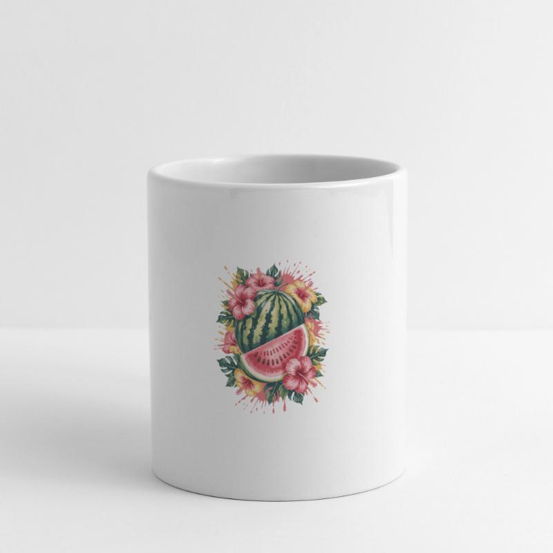 pastèque tropicale hibiscus d’été éclaboussure Mug blanc