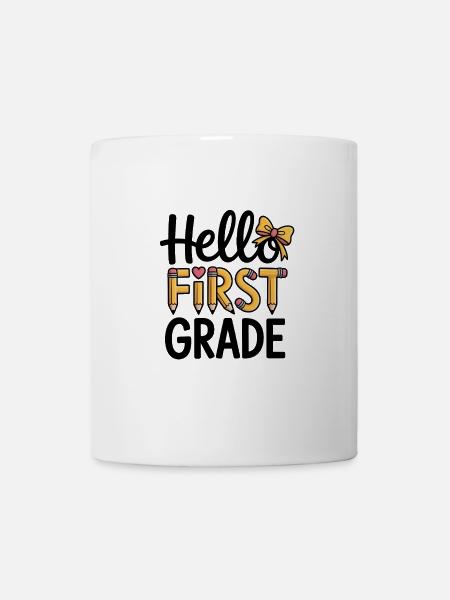 Hallo Erste Klasse Bleistift Schule Einschulung - Tasse - Weiß