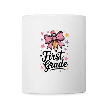 First Grade Bow Crayon Bow School - Mug - white - Front