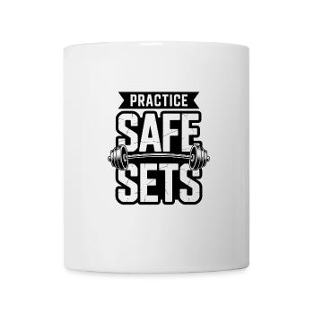 Practice Safe Sets Fitness Gym Gewichtheben Humor - Tasse - Weiß - Vorne