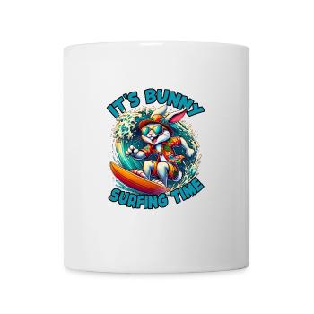 Lapin élégant cool avec des lunettes de soleil planche de surf - Mug blanc - blanc - Devant