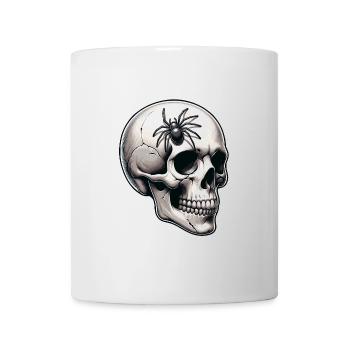 Bleicher Skull mit großer Spinne auf dem Schädel - Tasse - Weiß - Vorne