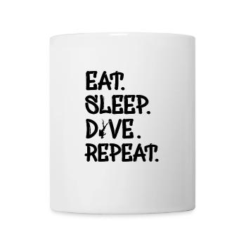 Cooler Spruch für Taucher. Eat Sleep Dive Repeat - Tasse - Weiß - Vorne