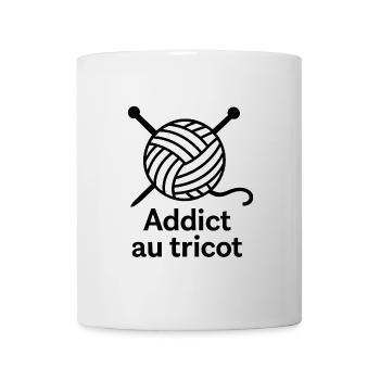 Addict au tricot: ball laine et aiguilles - Mug blanc - blanc - Devant