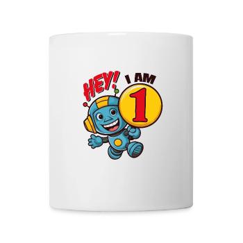 One Year Little Cute Robot Children's Birthday Party - Mug - white - Front