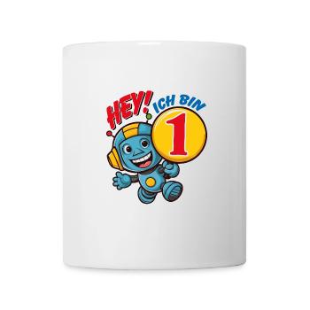 Ein Jahr kleiner süßer Roboter Kindergeburtstag - Tasse - Weiß - Vorne