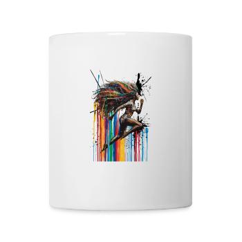 Lebendiges mehrfarbiges Kunstdesign Frau - Tasse - Weiß - Vorne