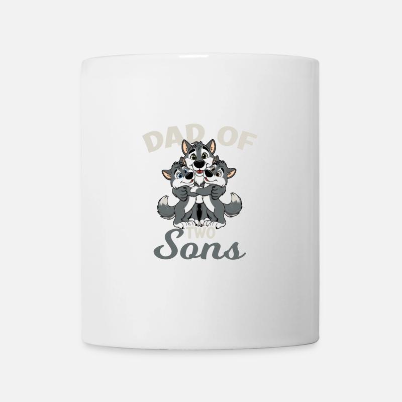 Starker Wolf mit Wolfs Kind für einen Papa - Tasse - Weiß