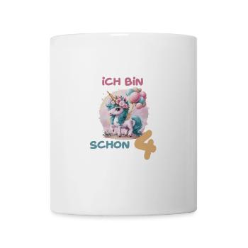 Magisches Einhorn Ballon 4 Geburtstag Vierter - Tasse - Weiß - Vorne