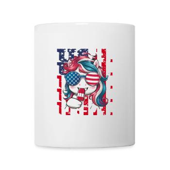 Patriotisches Einhorn Eis Amerikanische Flagge - Tasse - Weiß - Vorne