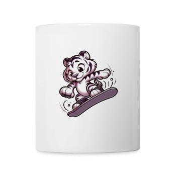 Tigre snowboarder mignon - Mug blanc - blanc - Devant