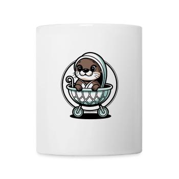 Cute baby otter in crib cot - Mug - white - Front