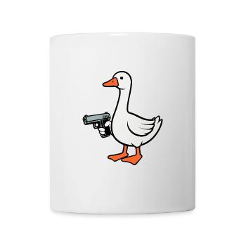 Weiße Gans Ente Entchen Pistole Attacke Abwehr - Tasse - Weiß - Vorne