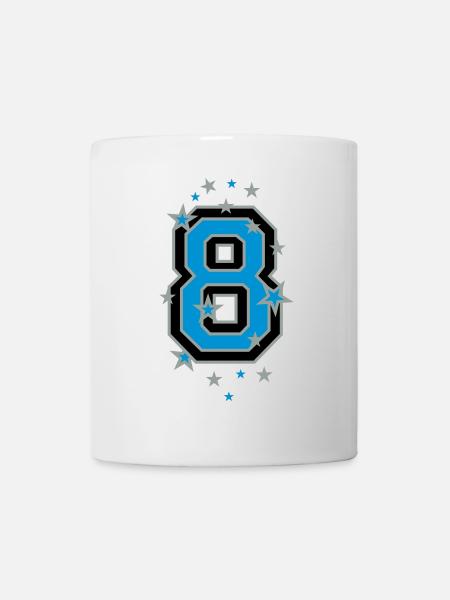 Mit Sterne verzierte Nummer Acht - Tasse - Weiß