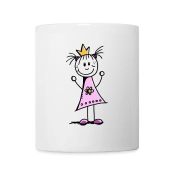 princesse drôle avec une couronne et robe rose - Mug blanc - blanc - Devant