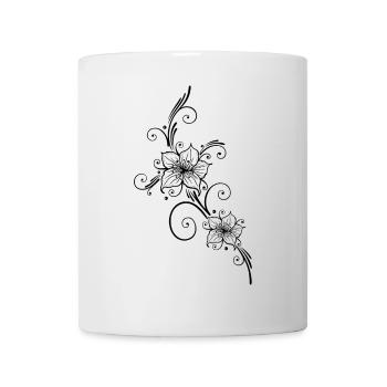 Lys avec un ornement floral en filigrane - Mug blanc - blanc - Devant