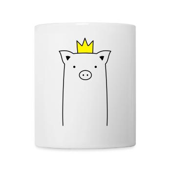 Schwein mit Krone Schweinchen Ferkel Sau Geschenk - Tasse - Weiß - Vorne
