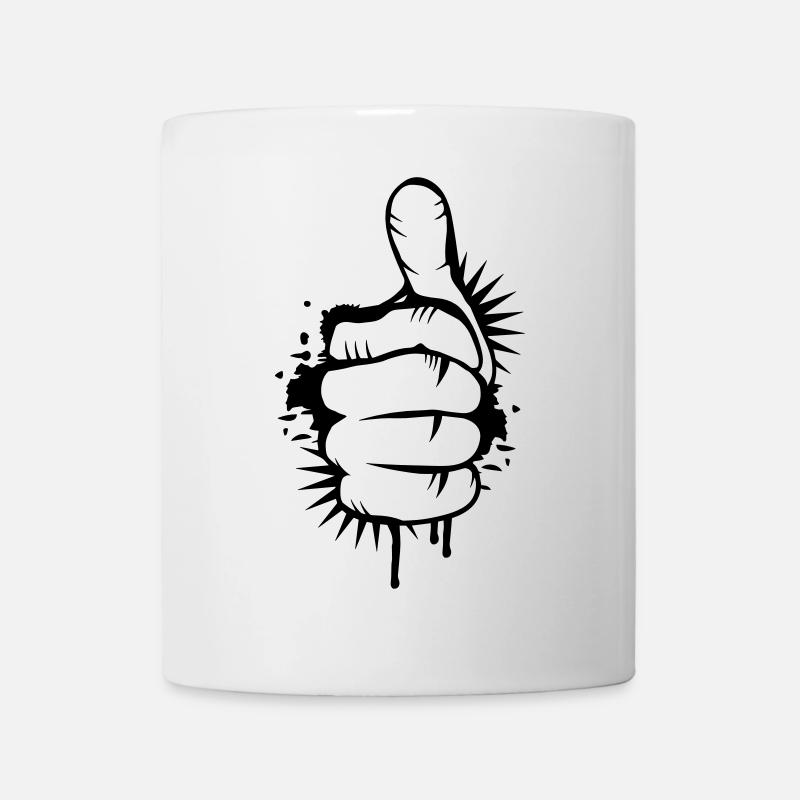 Hand mit Daumen nach oben - Tasse - Weiß