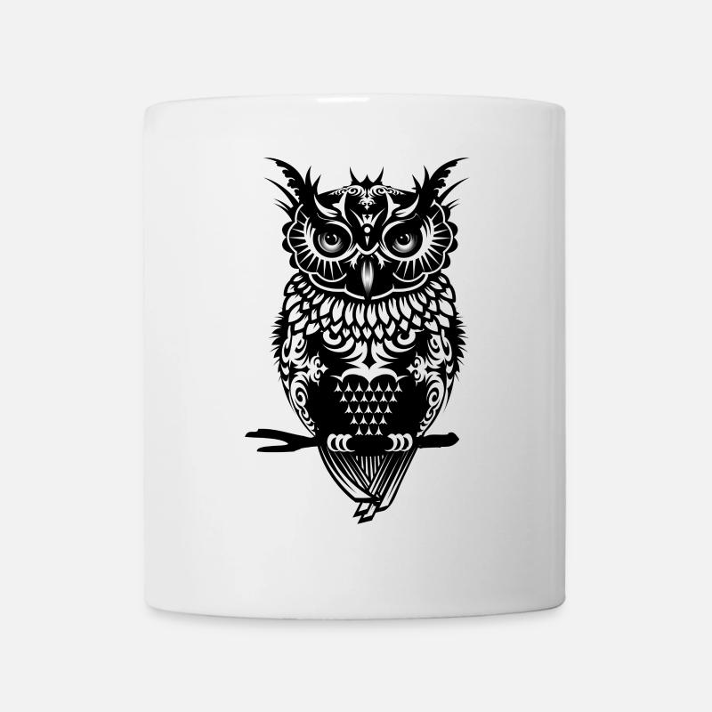 dunkle Eule mit einem geheimnisvollen Blick - Tasse - Weiß