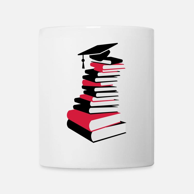 Bücherstapel mit Doktorhut - Tasse - Weiß