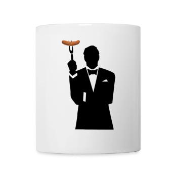 Silhouette de smoking avec hot-dog - Mug blanc - blanc - Devant