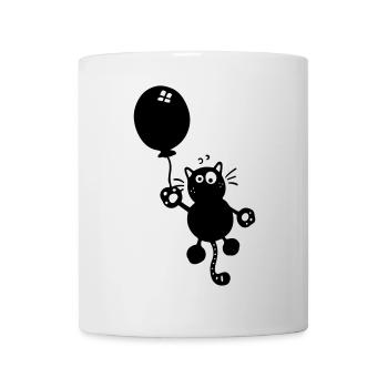 Katze mit Ballon - Tasse - Weiß - Vorne