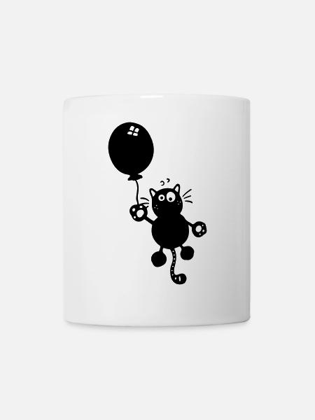 Katze mit Ballon - Tasse - Weiß