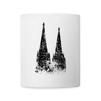 Kölner Dom aus Köln (Vintage/Schwarz) - Tasse - Weiß - Vorne
