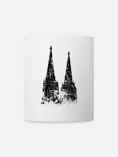 Kölner Dom aus Köln (Vintage/Schwarz) - Tasse - Weiß