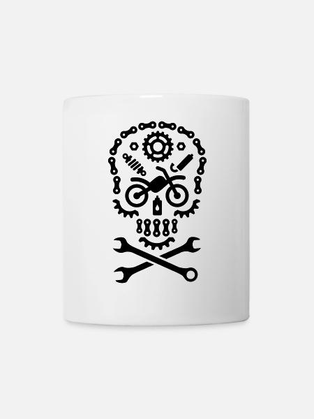 Halloween MotoCross Skull Dirt Bike Moto - Mug blanc - blanc