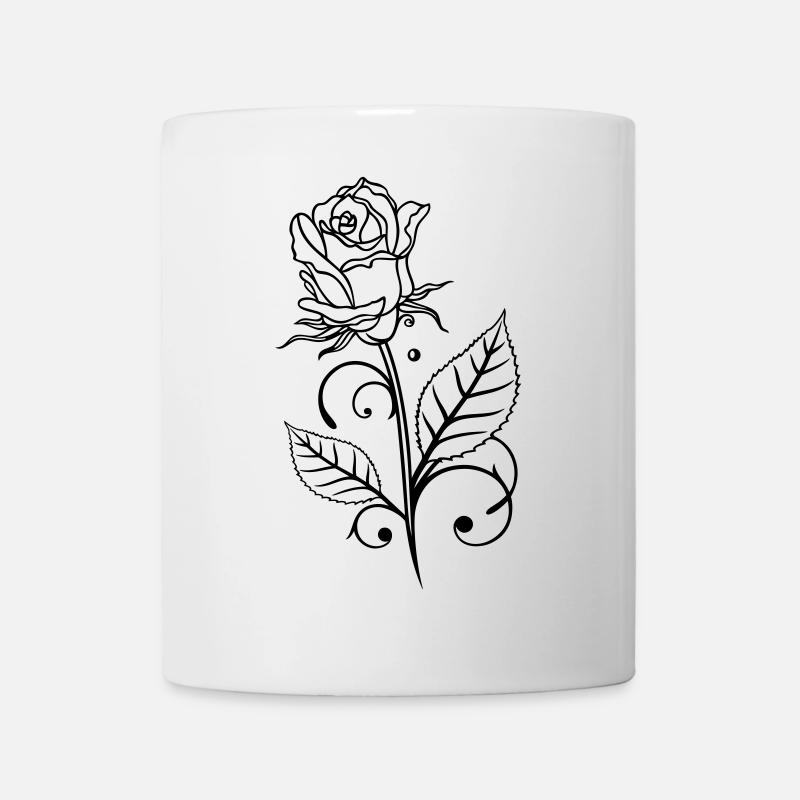 Rose avec feuilles - Mug blanc - blanc