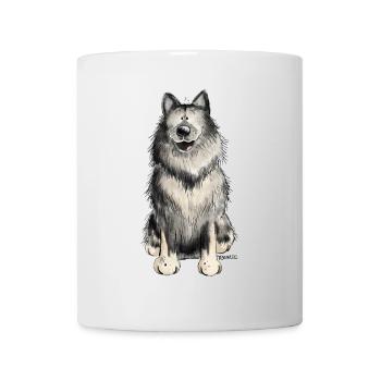 Cadeau de chien de bande dessinée heureux Wolfsspitz I - Mug blanc - blanc - Devant