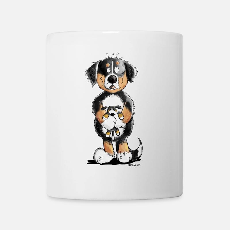 Berner Sennenhund mit Spielzeug I Comic Hund - Tasse - Weiß