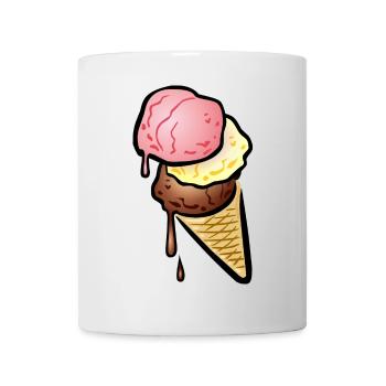 Eistüte mit drei Kugeln Eis - Tasse - Weiß - Vorne