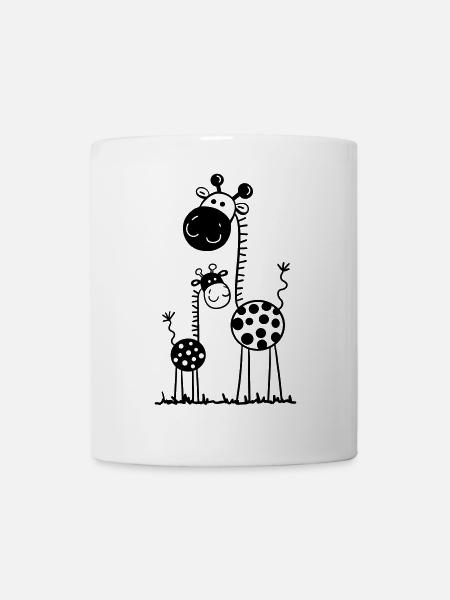 Mama und Baby Giraffe - Tasse - Weiß