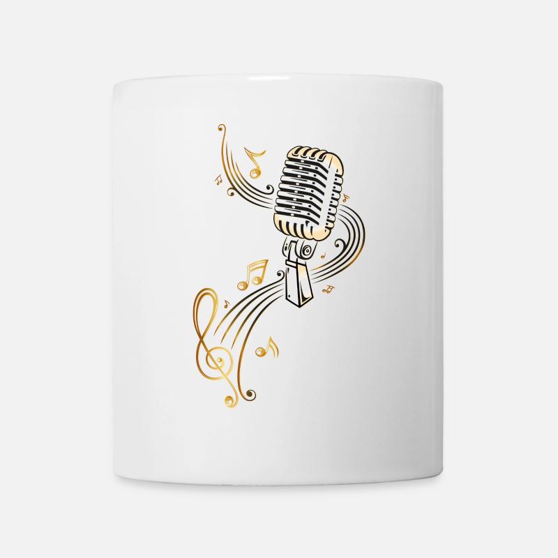 Microphone rétro avec des notes de musique. - Mug blanc - blanc