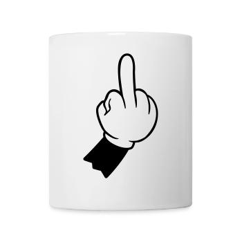 hand mittelfinger fuck you - Tasse - Weiß - Vorne
