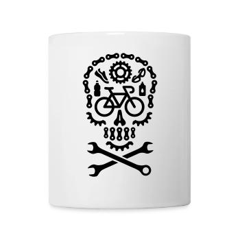 Halloween course de vélo crâne vélo cyclisme - Mug blanc - blanc - Devant