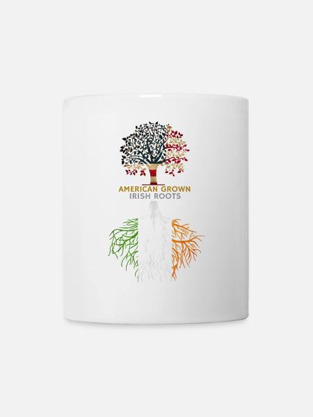 American Grown Irish Roots Ireland Flag - Mug - white