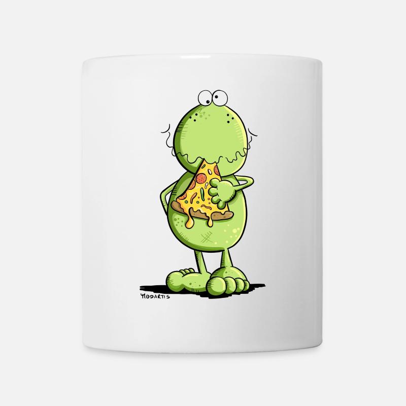 Frosch futtert Pizza I Pizza Essen - Tasse - Weiß