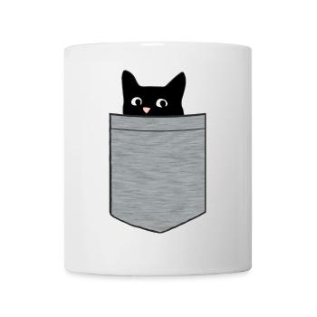 Black kitten in breast pocket - Mug - white - Front